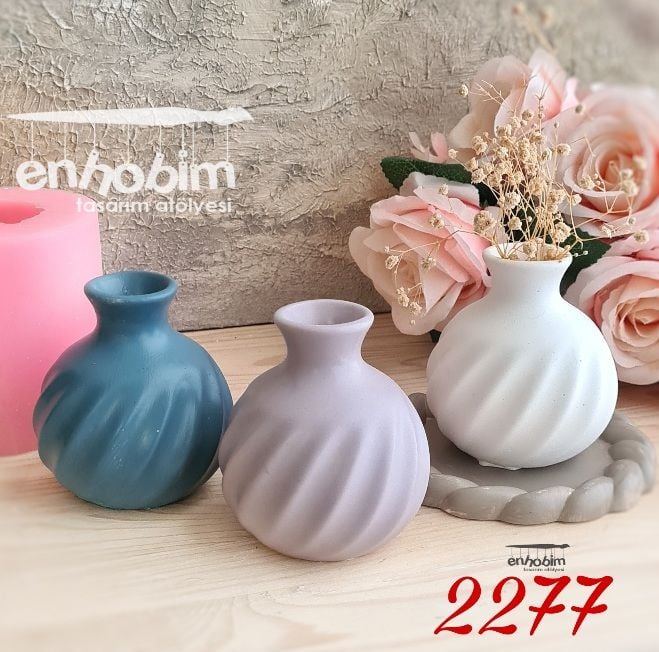 Burgulu tombul vazo silikon kalıp