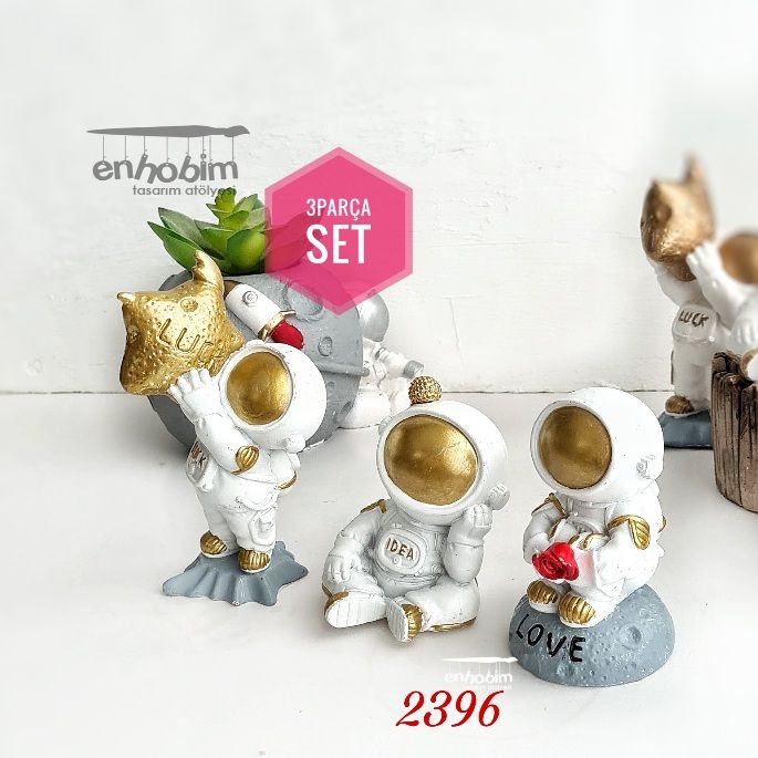 3lü Boyutlu Astronotlar 3lü Set Silikon kalıp