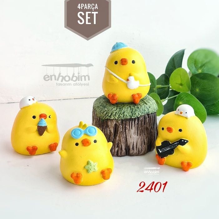 4lü Set 3 Boyutlu Civcivler Silikon kalıp