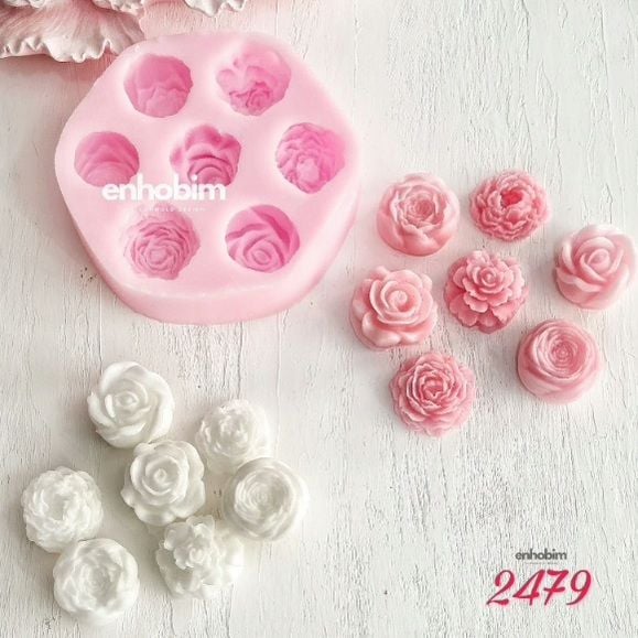 Mini 7 li Şakayık ve gül Set silikon kalıp