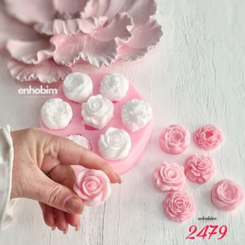 Mini 7 li Şakayık ve gül Set silikon kalıp