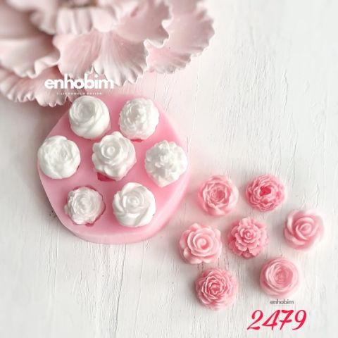 Mini 7 li Şakayık ve gül Set silikon kalıp