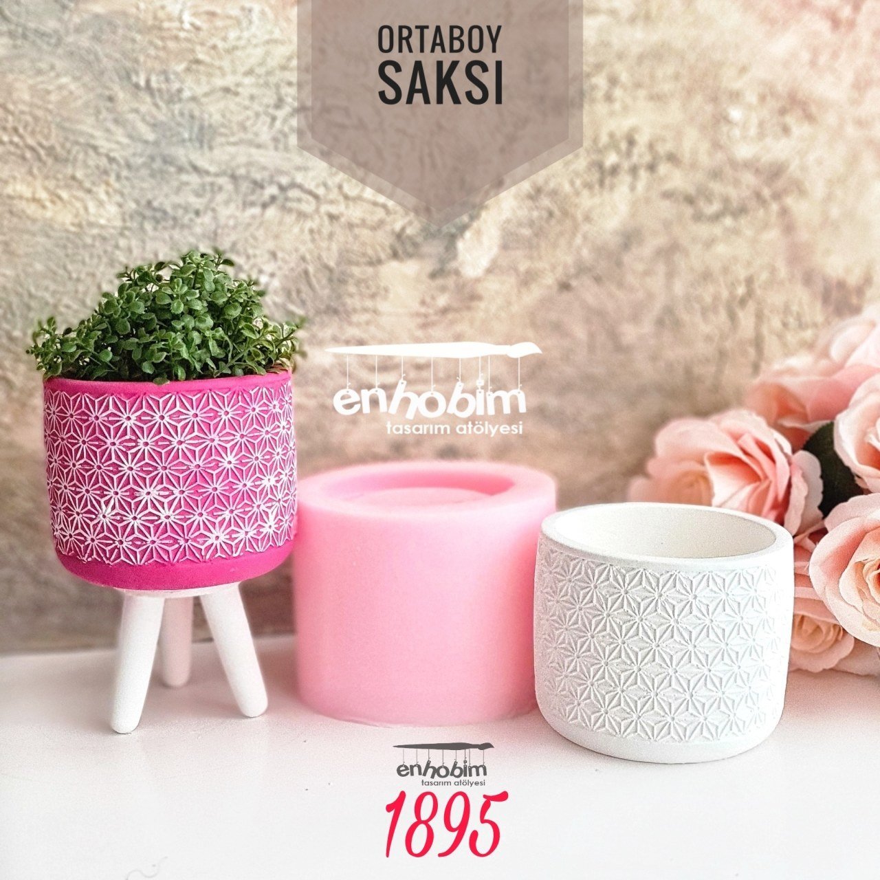 Dantel Desen Orta boy Saksı Silikon Kalıp