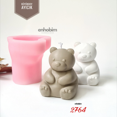 Büyük Boy Oturan Ayıcık Silikon Kalıbı