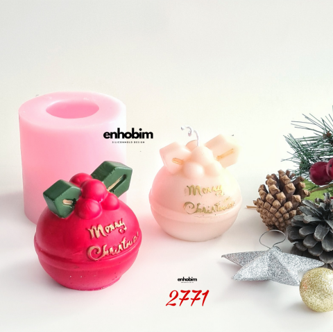 Yılbaşı Yuvarlak Top Mum Silikon Kalıp