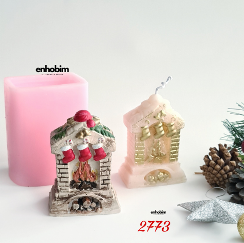 Yılbaşı Şomine Mum Silikon Kalıp