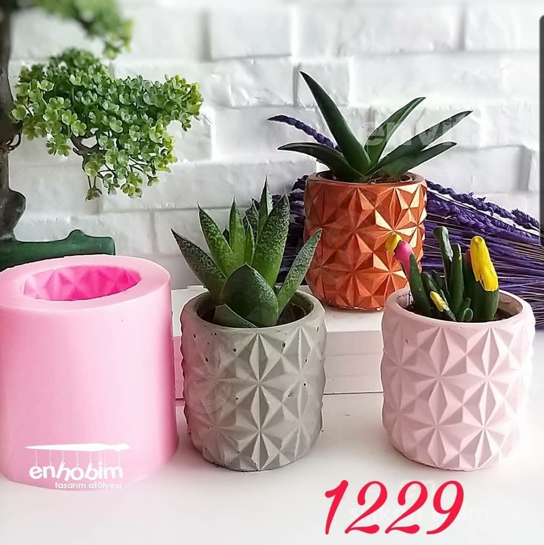 Kristal geometrik saksı silikon kalıp