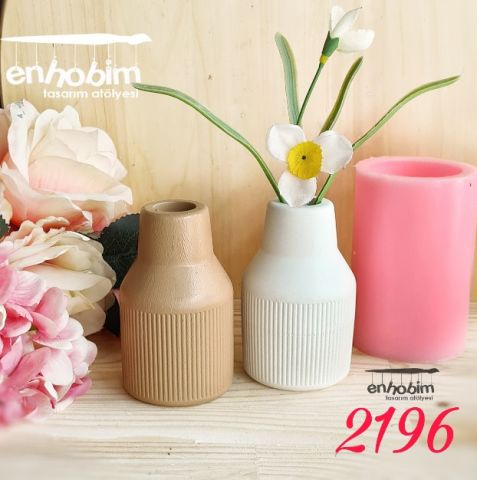 Küçük Boy Çizgili form vazo silikon kalıp