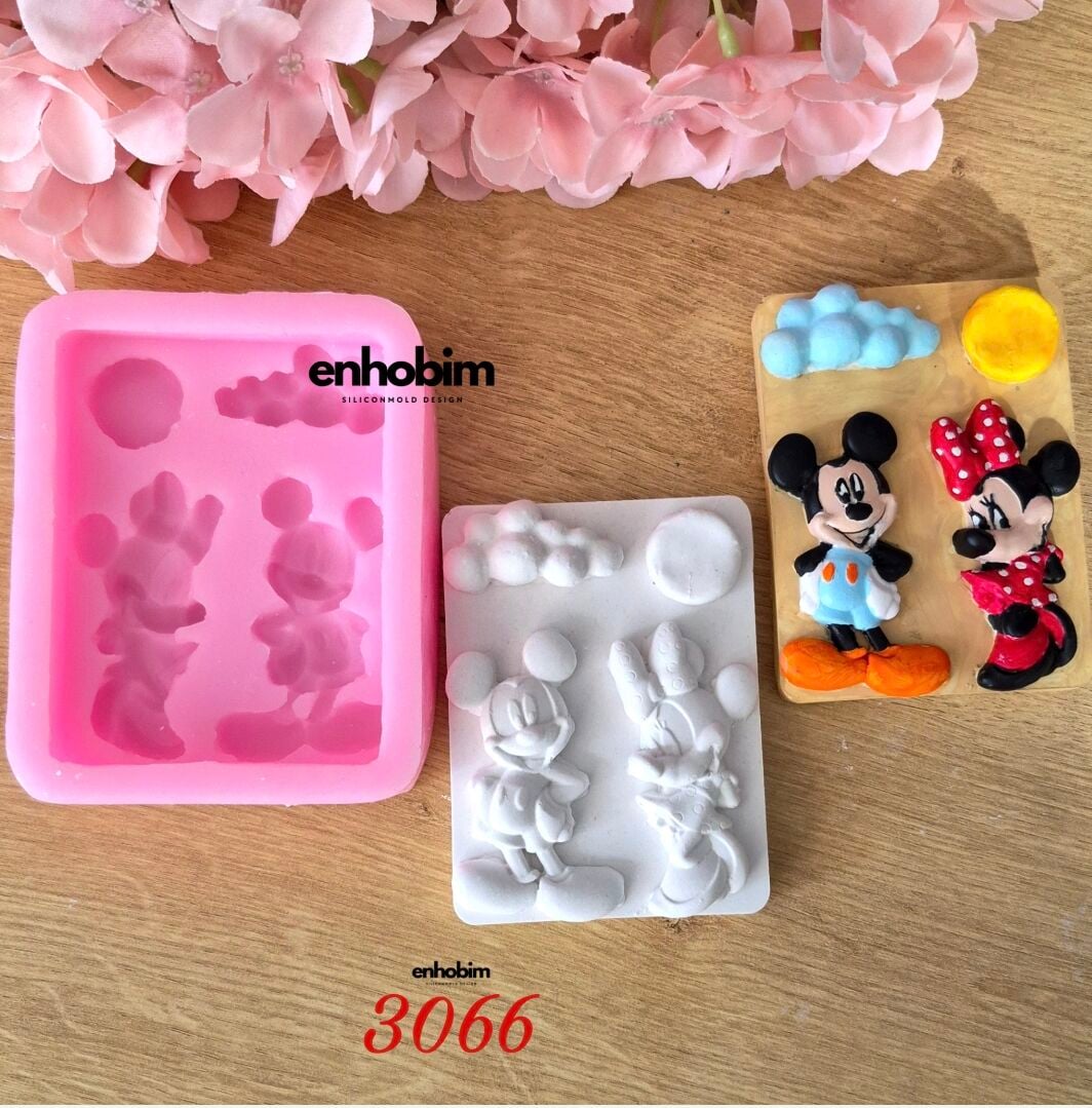 Mickey Mini Mouse Tuval Form Boyama Seti Silikon Kalıp