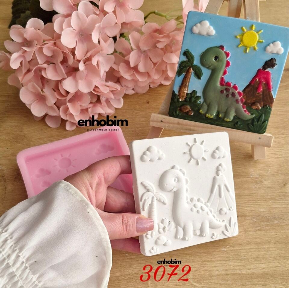 Dinozor Sevimli Boyama Seti Silikon Kalıp