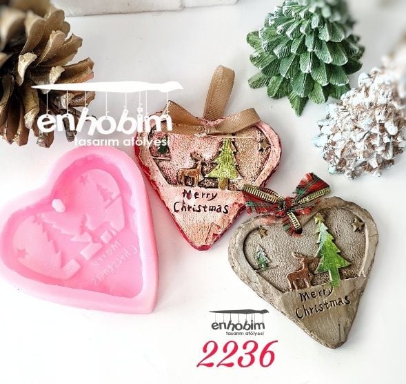 Kalp Detay Duvar Veya Ağaç Süsü magnet silikon kalıp