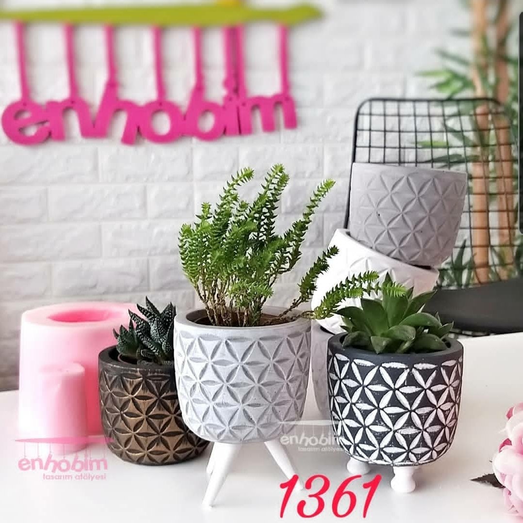 Desenli Saksı silikon kalıp