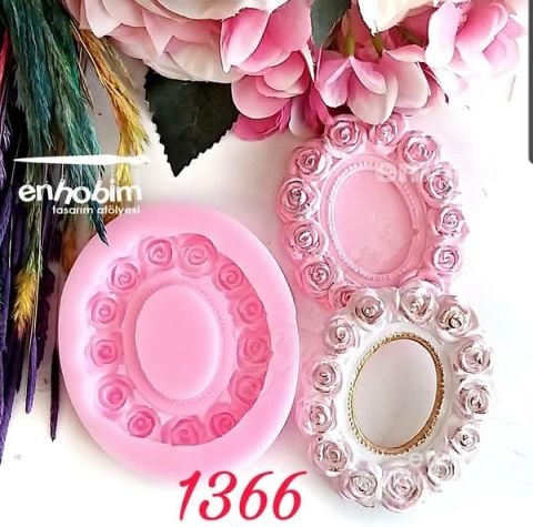 Oval güllü magnet çerçeve silikon kalıp