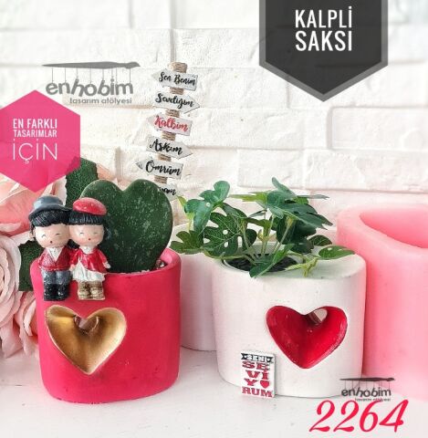 Saksı Delikli Kalpli Silikon Kalıp