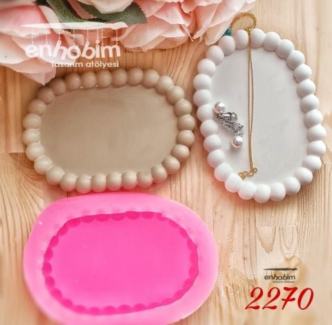 Boncuk Oval Sunumluk Tabanlık Silikon kalıp