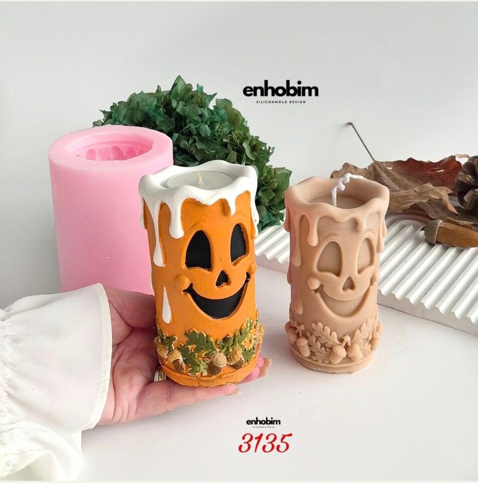 Hallowen Gülenyüz Mumluk Yada Mum Silikon kalıp