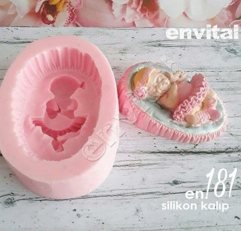 Yastıkta uyuyan balerin bebek silikon kalıp