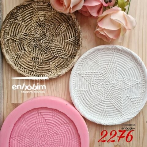 Hasır örme yıldız desen yuvarlak  sunumluk silikonkalıp