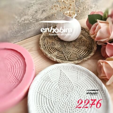 Hasır örme yıldız desen yuvarlak  sunumluk silikonkalıp