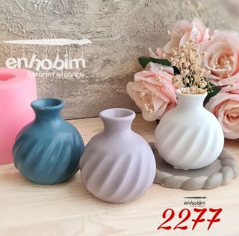Burgulu tombul vazo silikon kalıp