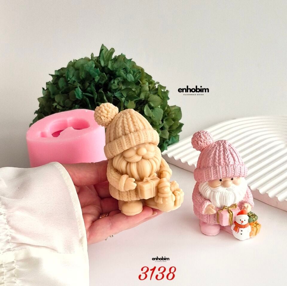 Hediye Paketli Noel Baba Mum Silikon Kalıp