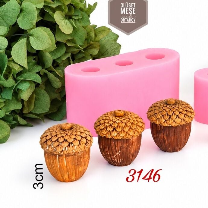 Meşe Palamutu 3lü set orta boy silikonkalıp