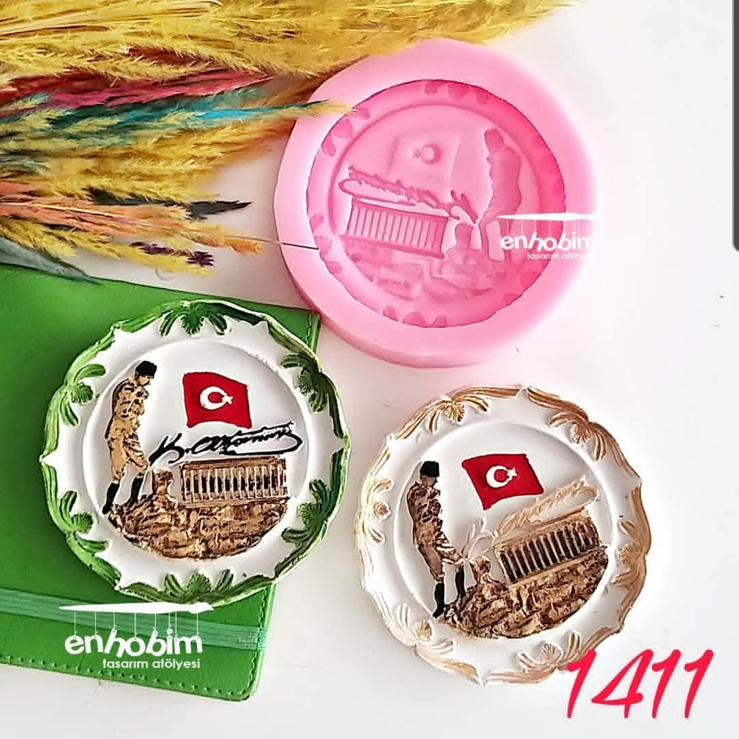 Atatürk yuvarlak tabak şilt silikon kalıp