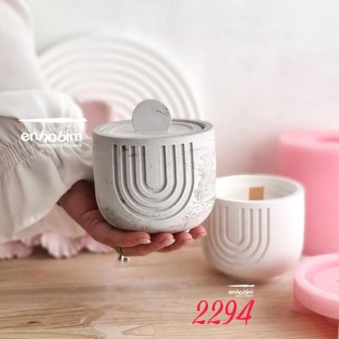 Gökkuşağı desen cizgili mum kab SAKSI kapaksız silikon kalıp