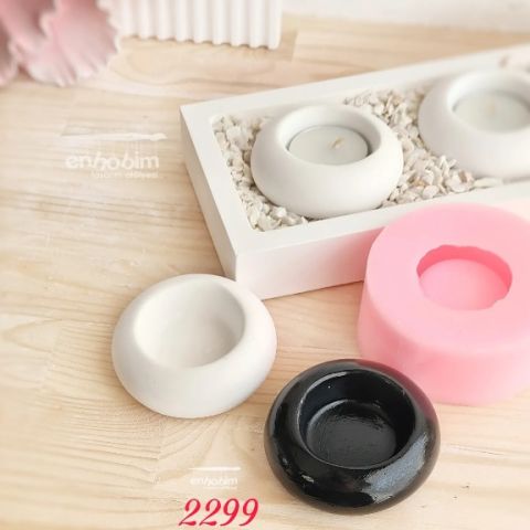 Yuvarlak yassı tealight mumluk silikon kalıp