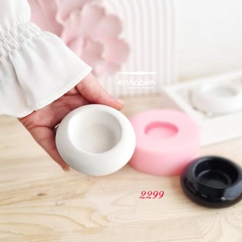 Yuvarlak yassı tealight mumluk silikon kalıp