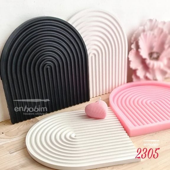 Sunumluk Çizgili Gökkuşağı Silikon Kalıp