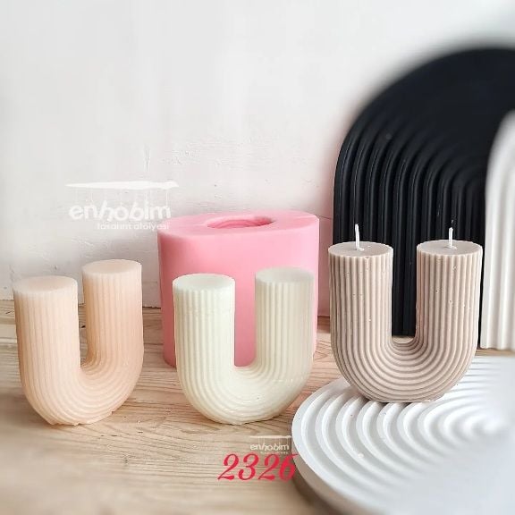 U Form Çizgili Mum Silikon kalıp