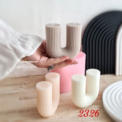 U Form Çizgili Mum Silikon kalıp