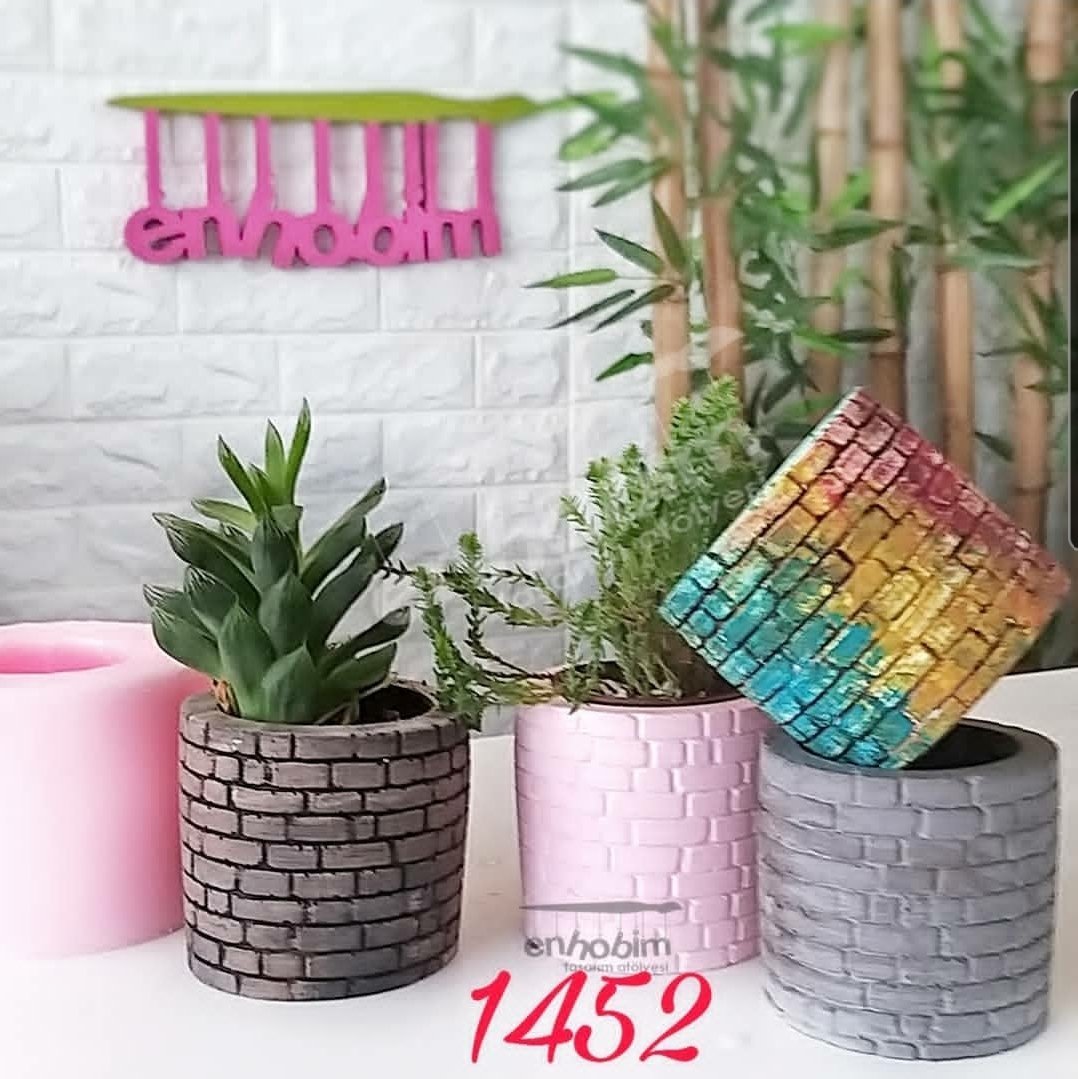 Tuğla desenli saksı silikon kalıp