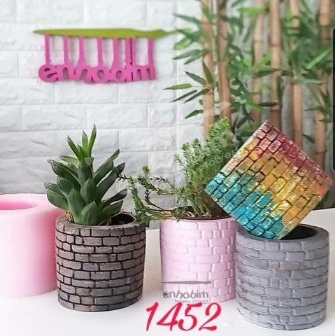 Tuğla desenli saksı silikon kalıp