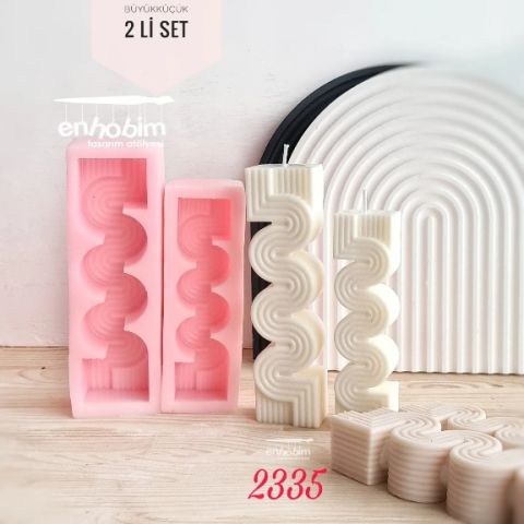 Zigzag çizgili mum 2li SET silikonkalıp