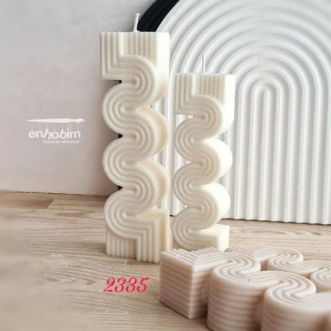 Zigzag çizgili mum 2li SET silikonkalıp