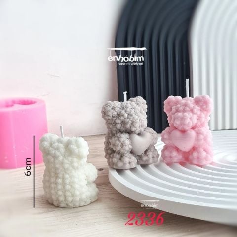 Kalpli güllü Küçük boy  ayıcık silikonkalıp