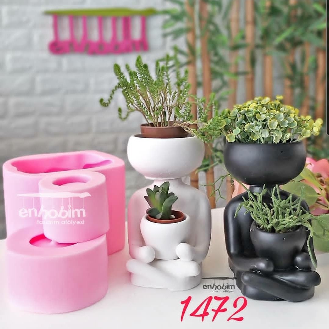 Oturan insansı saksı silikon kalıp