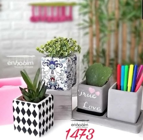 Düz kare saksı silikon kalıp