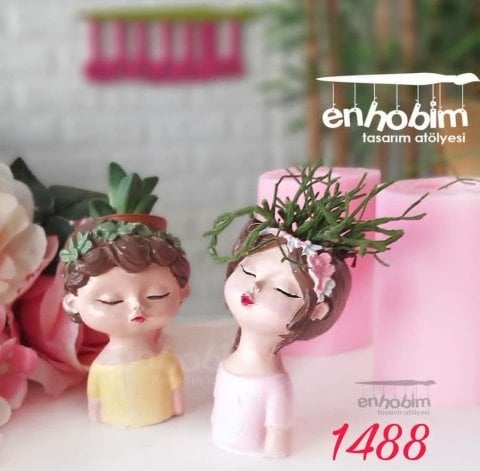 2li kızlar saksı silikon kalıp