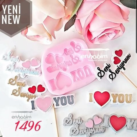 I love you seni seviyorum 2li etiket silikon kalıp