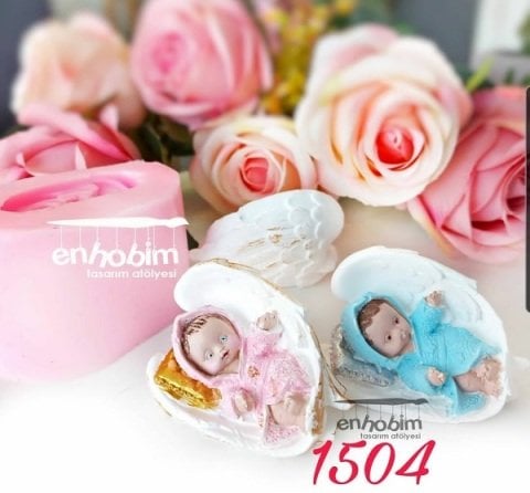 Melek kanadında uyuyan bebek silikon kalıp