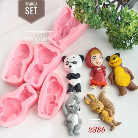 5li Maşa Ayı Set 2 boyutlu  Silikon kalıp