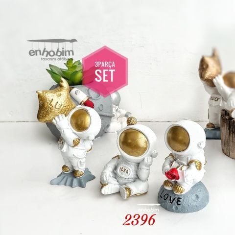 3lü Boyutlu Astronotlar 3lü Set  Silikon kalıp