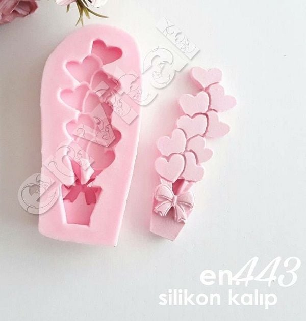 Saksıda kalp çiçek silikon kalıp