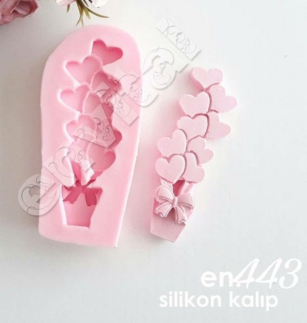Saksıda kalp çiçek silikon kalıp