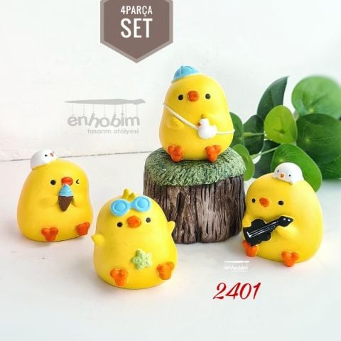 4lü Set 3 Boyutlu Civcivler Silikon kalıp