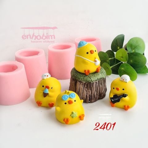 4lü Set 3 Boyutlu Civcivler Silikon kalıp