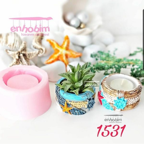 Deniz objeli mumluk silikon kalıp